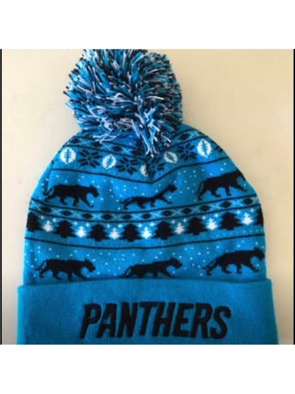 Carolina Panthers Beanie Hat With Pom  Pom Warm Winter